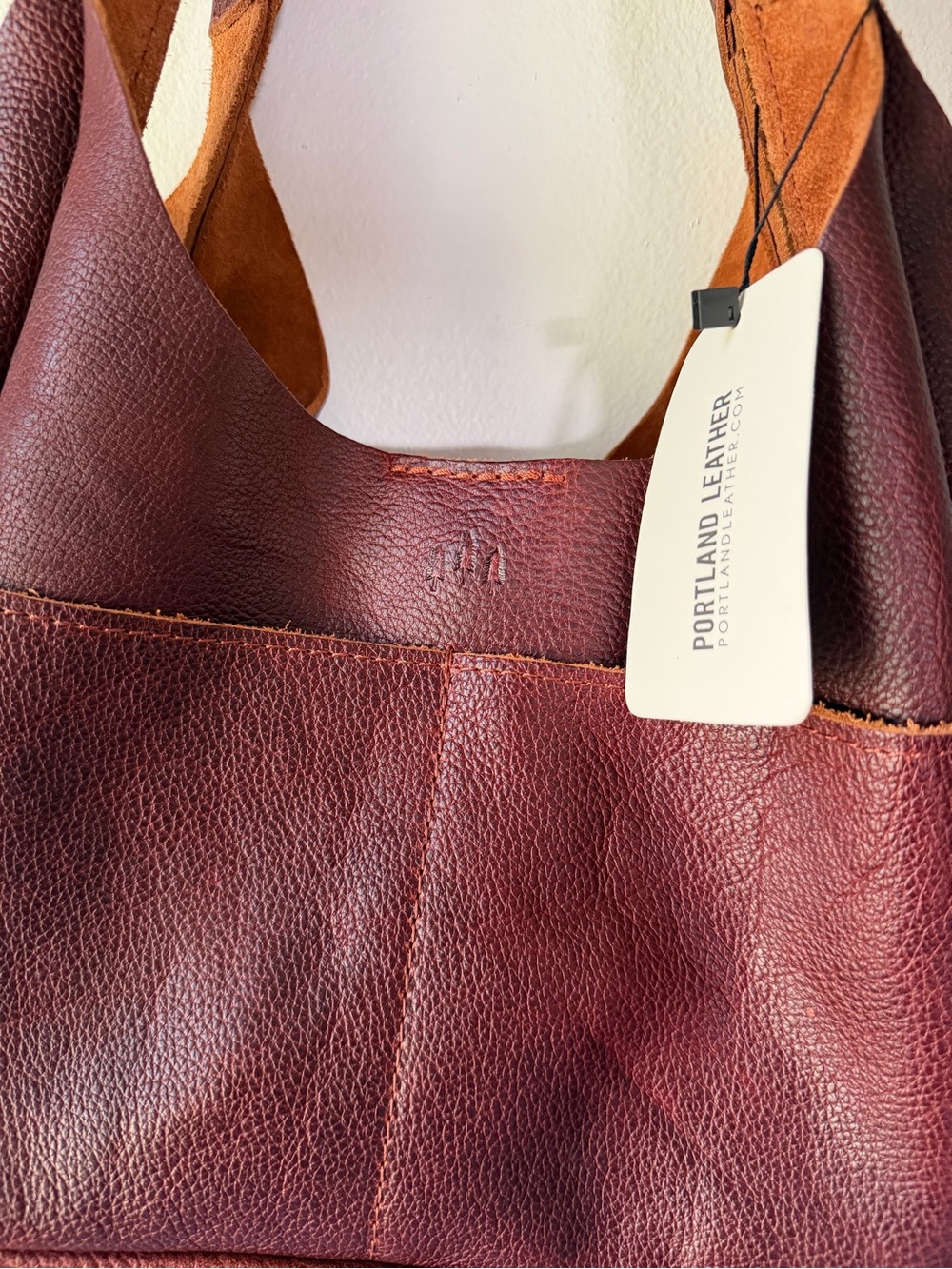 Portland Leather Madison Shoulder Bag in Nutmeg Canvas insert included! - Picture 2 of 11